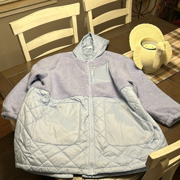 NWT Lands End Women’s Quilted Sherpa Parka.  Size 3X.  Light Cornflower. - Picture 7 of 9